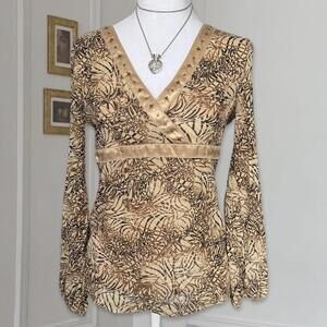 Y2K Layered Micro Mesh Gold Beaded Patterned Top Boho Fairy Whimsigoth